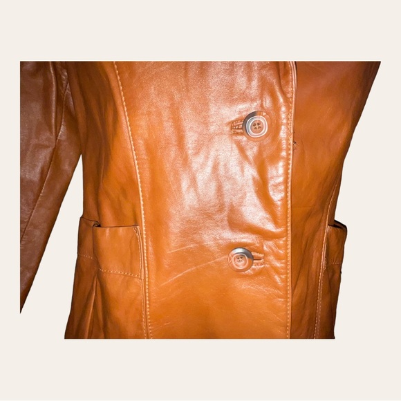 VINTAGE | 70s Wilson's Leather caramel single breasted blazer jacket - Picture 9 of 15